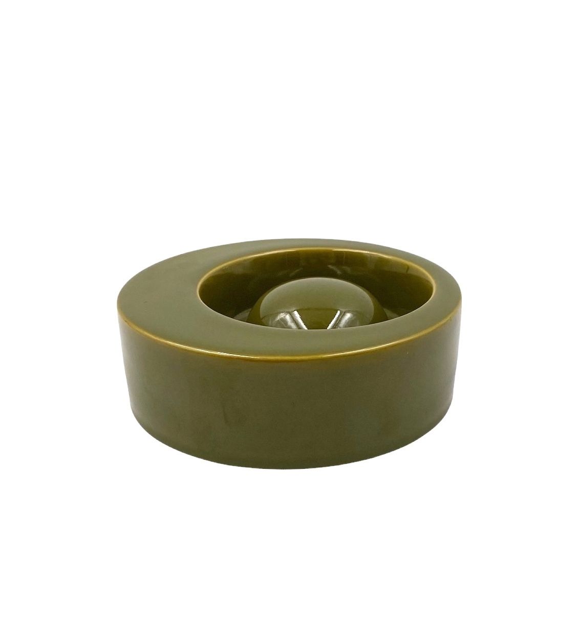 Mid Century Green Ceramic Ashtray, Sicart Italy 1969 photo for sale