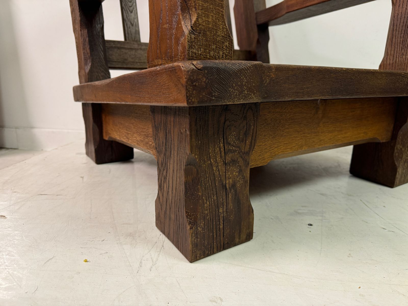 Pair Of 1960s Heavy Oak Brutalist Armchairs photo for sale