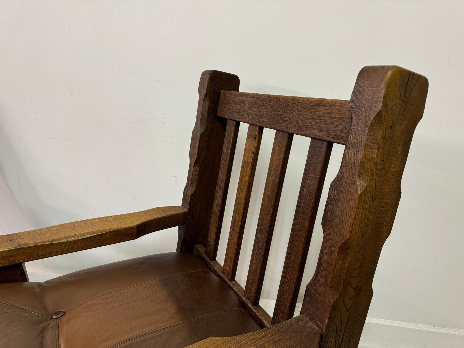Pair Of 1960s Heavy Oak Brutalist Armchairs photo vintage