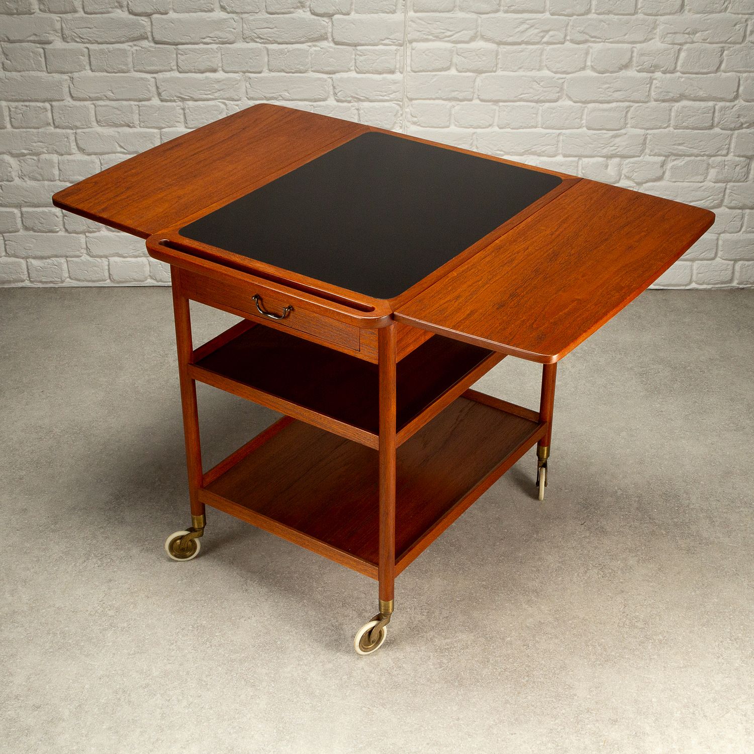 Solid Teak And Formica Serving Trolley By Ludvig Pontoppidan, Denmark, 1950s photo 1295.0