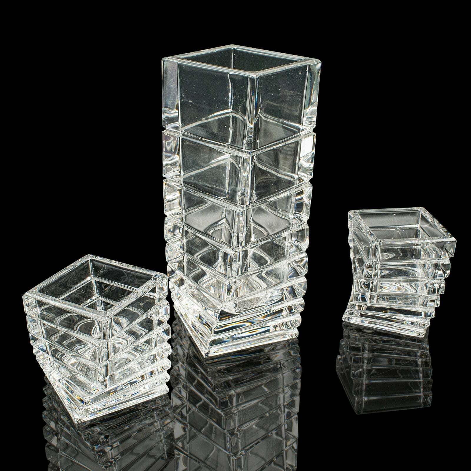 Vintage Set, Vase, Tea Light Duo, German, Art Glass, Flower Sleeve, Circa 1970