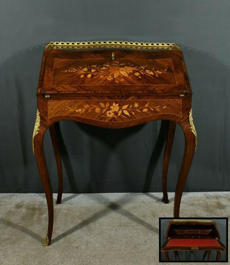 Small Rosewood Lady's Desk, Louis XV Style – Part 2 Of The 19th Century