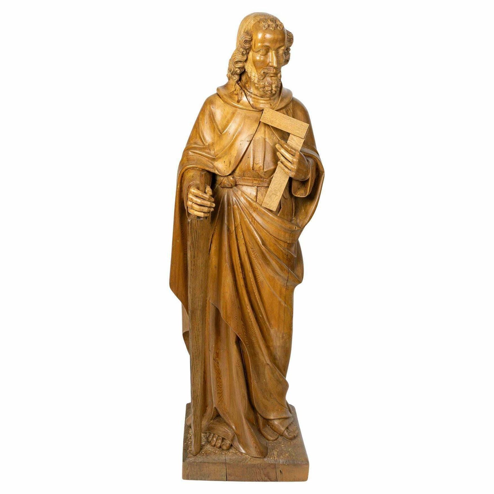 Large Wooden Sculpture Of Simon The Zealot, Napoleon III Period, 19th Century.