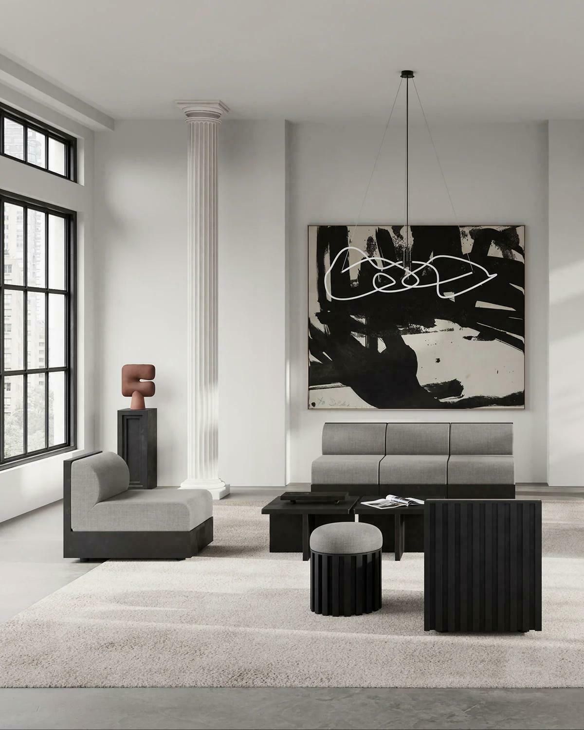 Brutus Model Coffee Table In Fiber Concrete, Design Of A Modern Sculpture. photo for sale