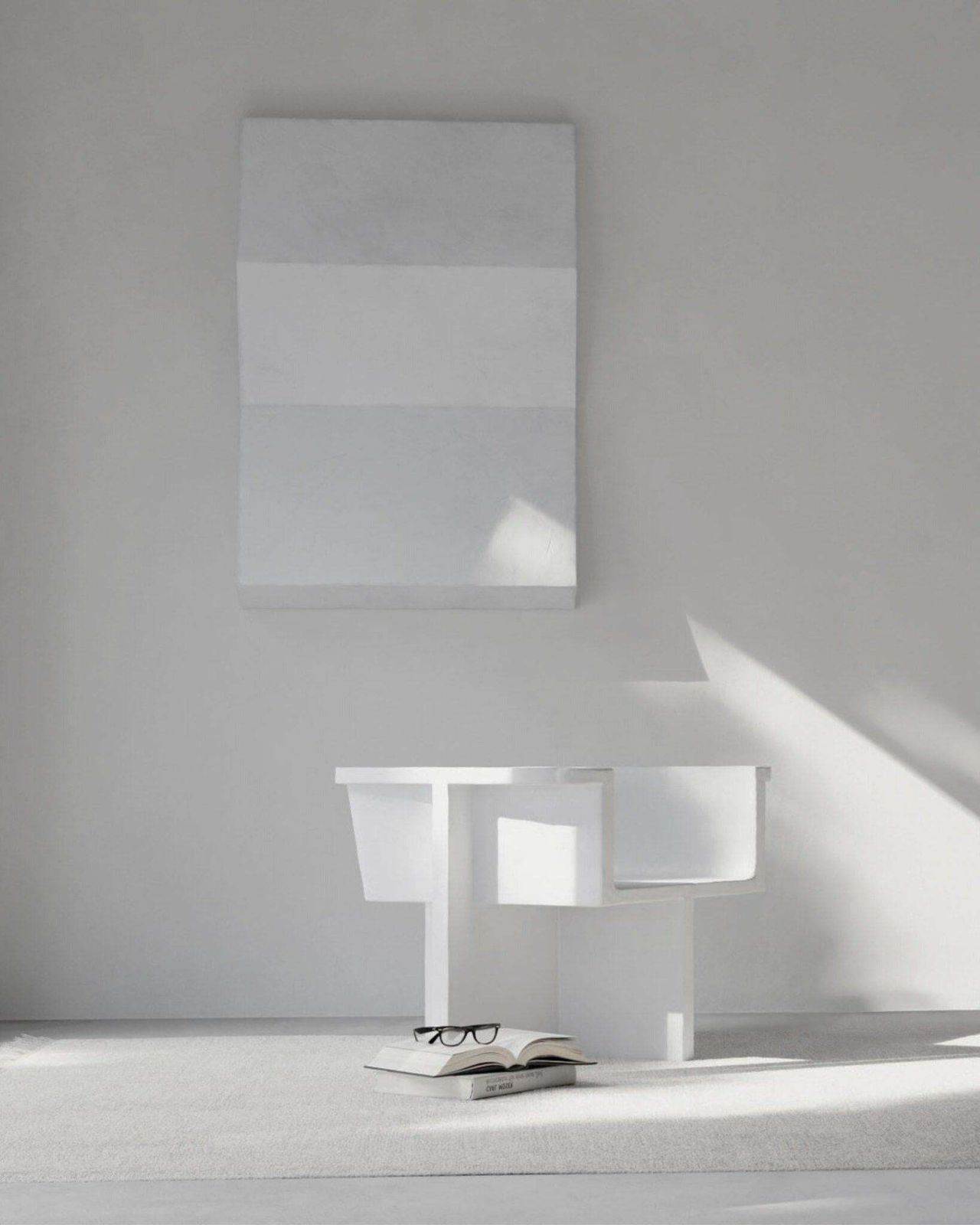Pair Of Brutus Style Armchairs, Contemporary, Bone White, Fiber Concrete. photo vinterior
