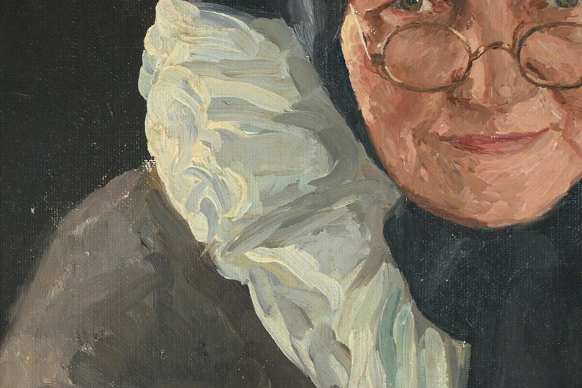 Oil On Canvas “Polish Woman Reading” By A. Markowicz – Early 20th Century photo vintage