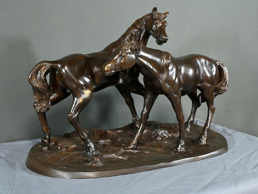 Bronze “Arabian Horses”, After Pj. Mène – Early 20th Century photo furniture