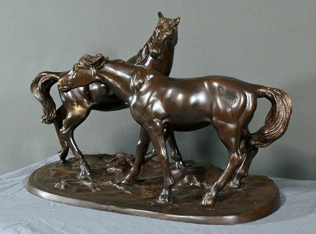 Bronze “Arabian Horses”, After Pj. Mène – Early 20th Century photo for sale