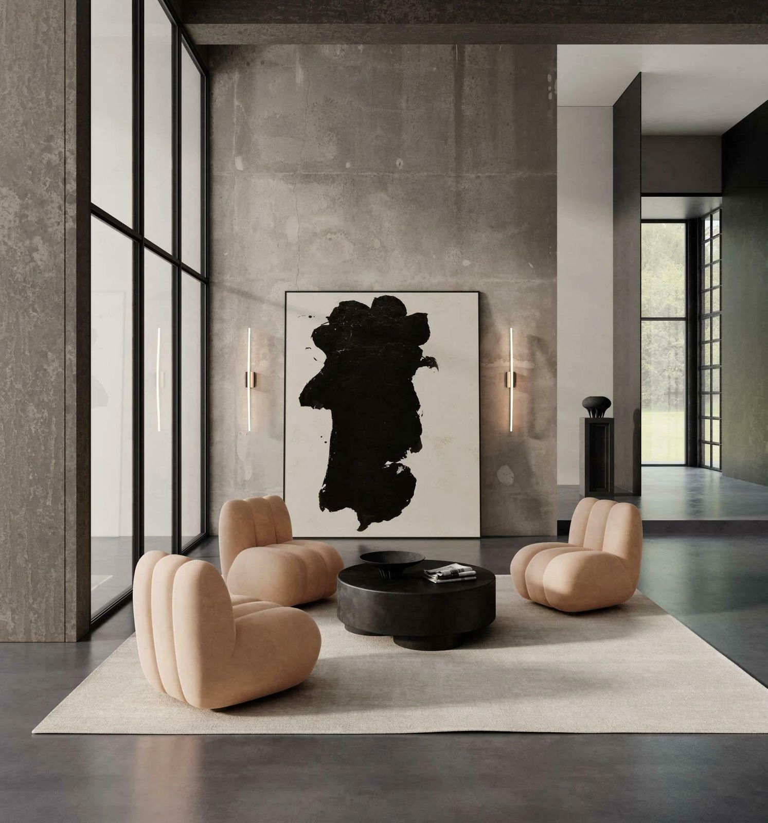 Coffee Coloured Model Big Coffee Table, Fiber Concrete, Contemporary Work. photo for sale