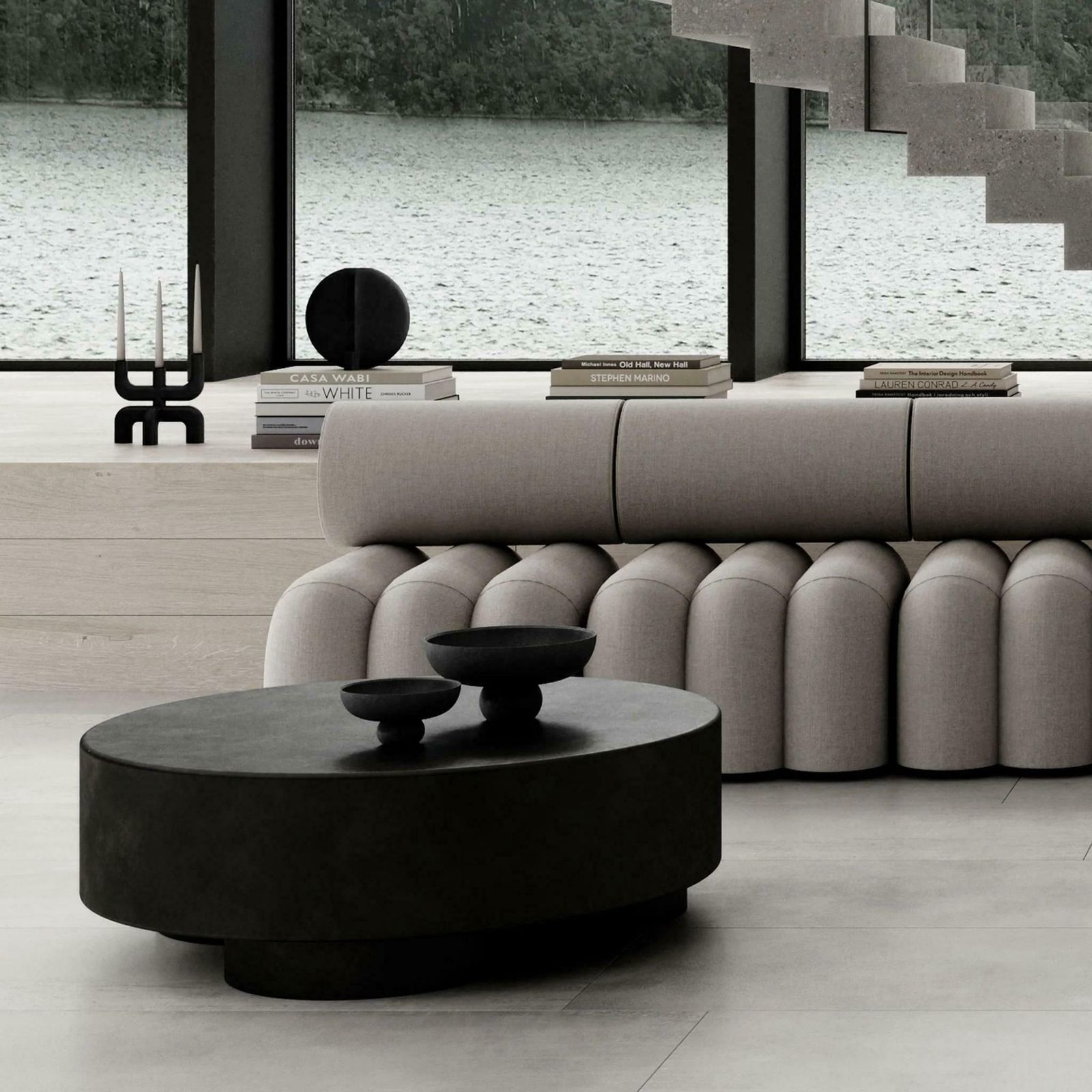 photo furniture Coffee Coloured Model Big Coffee Table, Fiber Concrete, Contemporary Work.