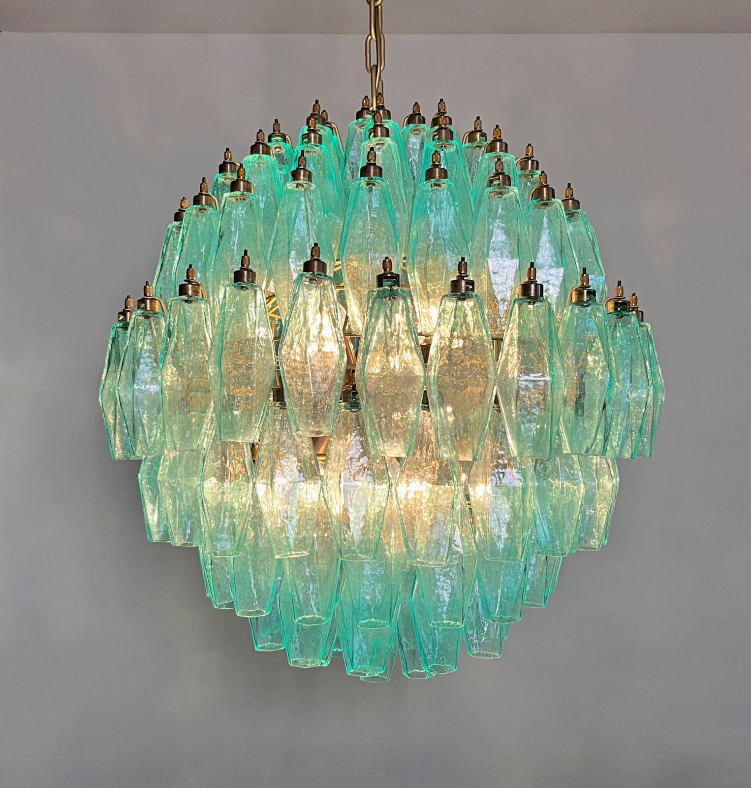 photo vinterior Amazing Spherical Murano Poliedri Chandelier   140 Turquoise Poliedri