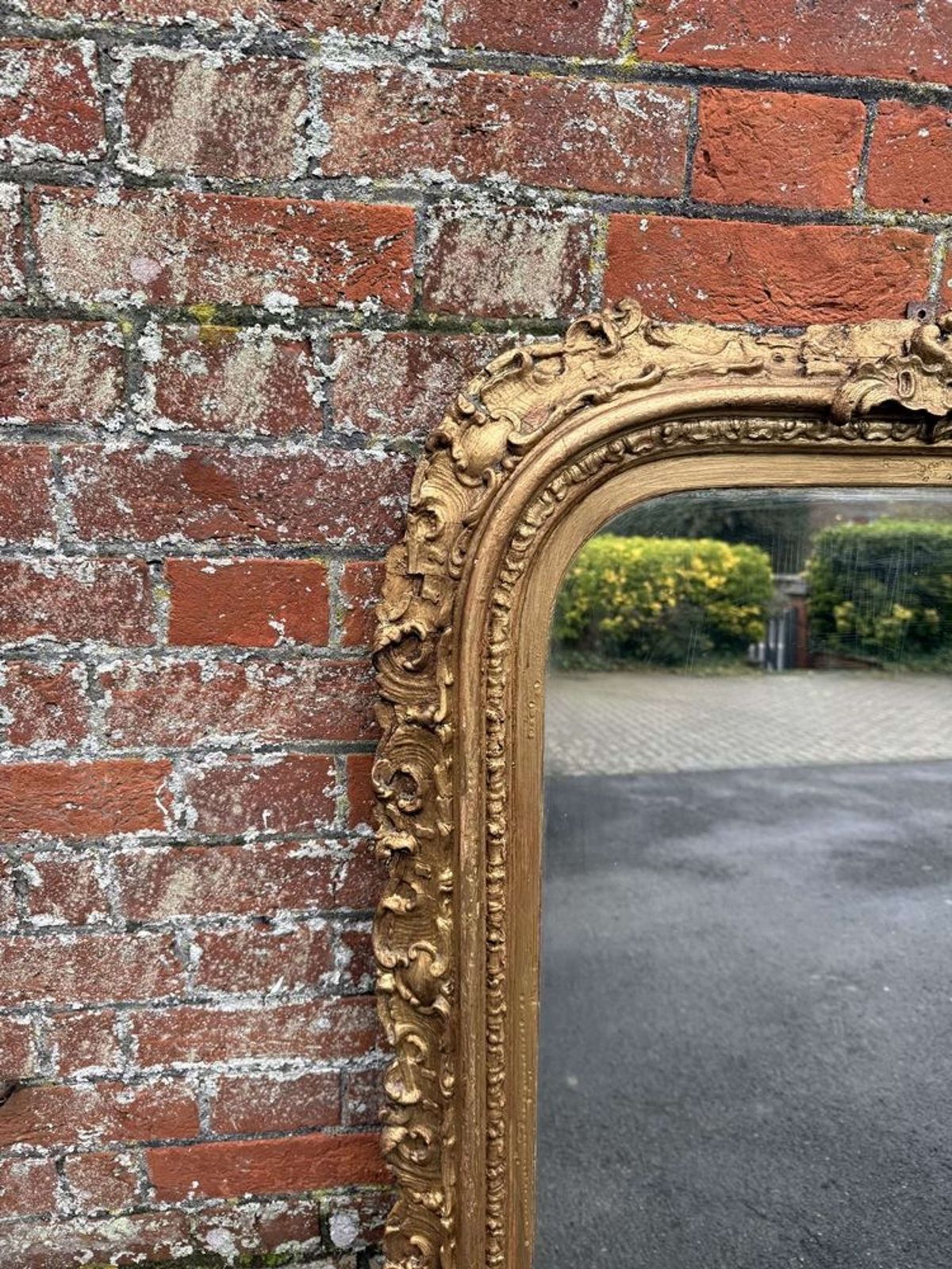 A Stunning Antique English 19th C Arched Top Gilt Overmantle Mirror photo furniture