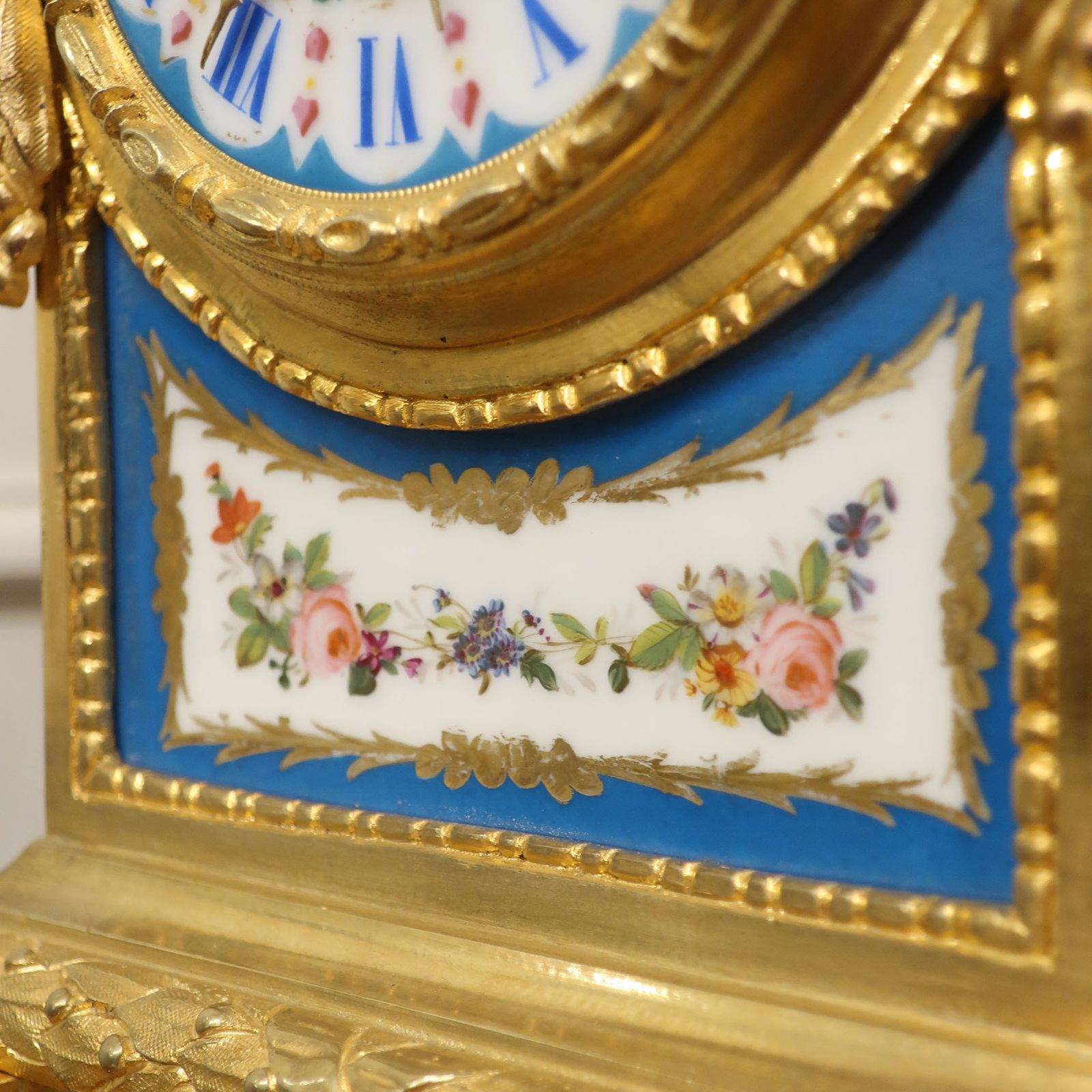 French Bronze Gilt & Porcelain Mantel Clock By Japy Freres photo vinterior