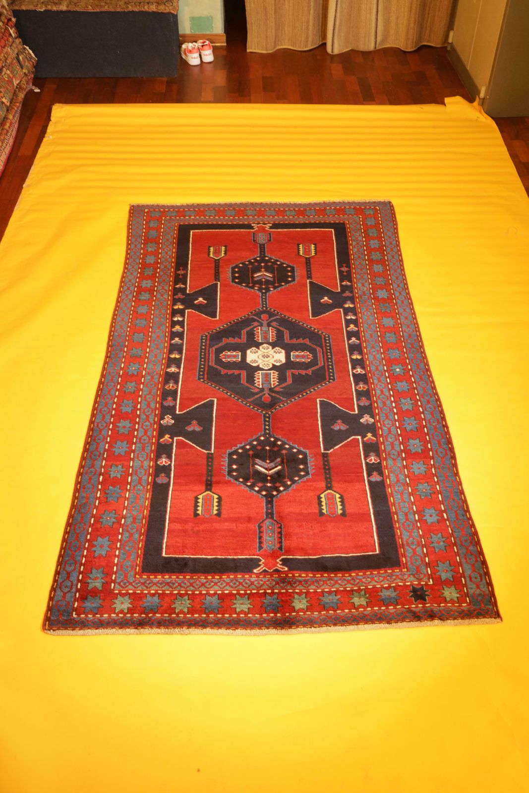 14760.0 Rare Antique Rug Caucasian Oriental Rug Handmade Carpet From Shirvan Area Chr56 photo