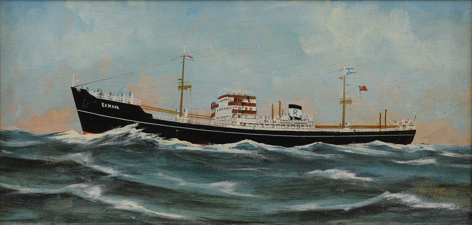 Oil On Board Klaas Koster. The Exmoor At Sea. photo furniture