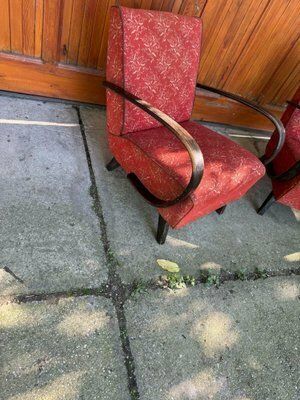 Red Lounge Chairs By Jindrich Halabala For Up Zavody, 1930s, Set Of 2 photo buy