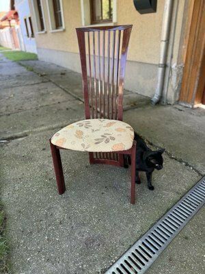 photo for sale Lacquer And Fabric Dining Chairs By Pietro Costantini, 1980, Set Of 6