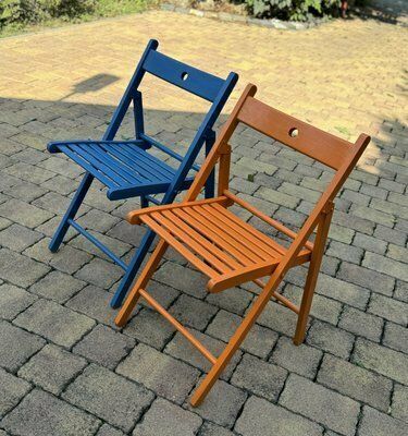 Vintage Painted Blue And Orange Chairs, Set Of 2 photo furniture