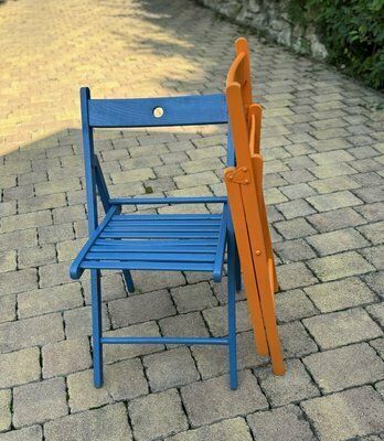Vintage Painted Blue And Orange Chairs, Set Of 2 photo Furniture
