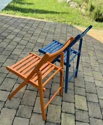 Vintage Painted Blue And Orange Chairs, Set Of 2 photo 1166.0