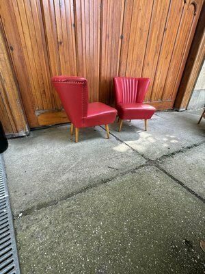 Mid Century Sky Red Cocktail Chairs, 1950s, Set Of 2 photo 1467.0
