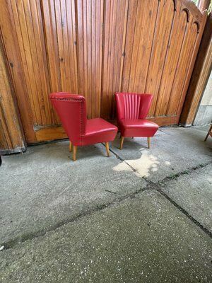 Mid Century Sky Red Cocktail Chairs, 1950s, Set Of 2 photo buy
