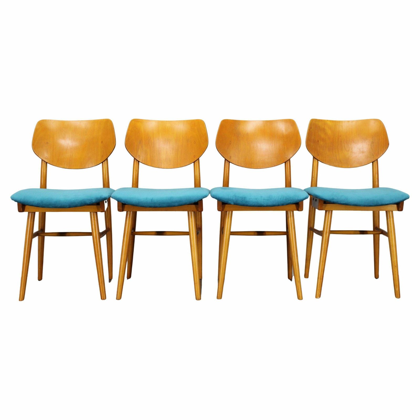 1970s Set Of Four Beech Dining Chairs By Ton, Czechoslovakia
