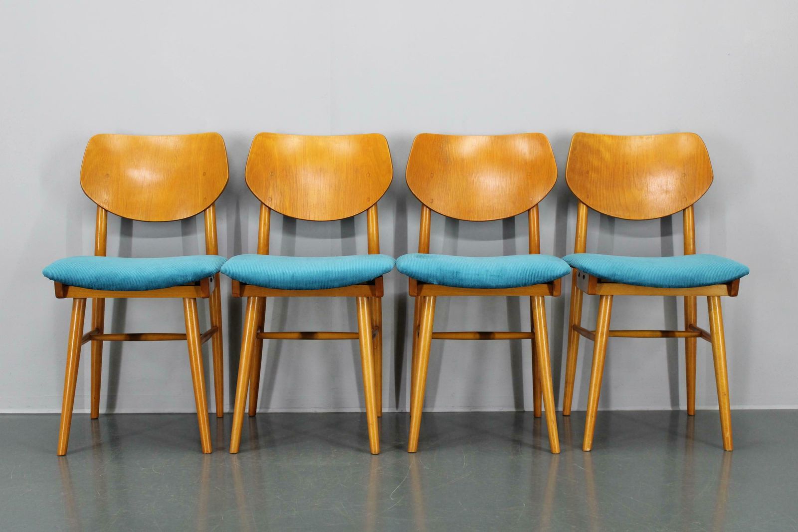 1970s Set Of Four Beech Dining Chairs By Ton, Czechoslovakia photo furniture