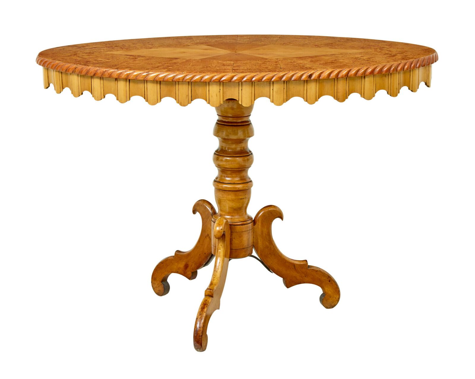 19th Century Inlaid Burr Birch Oval Occasional Table