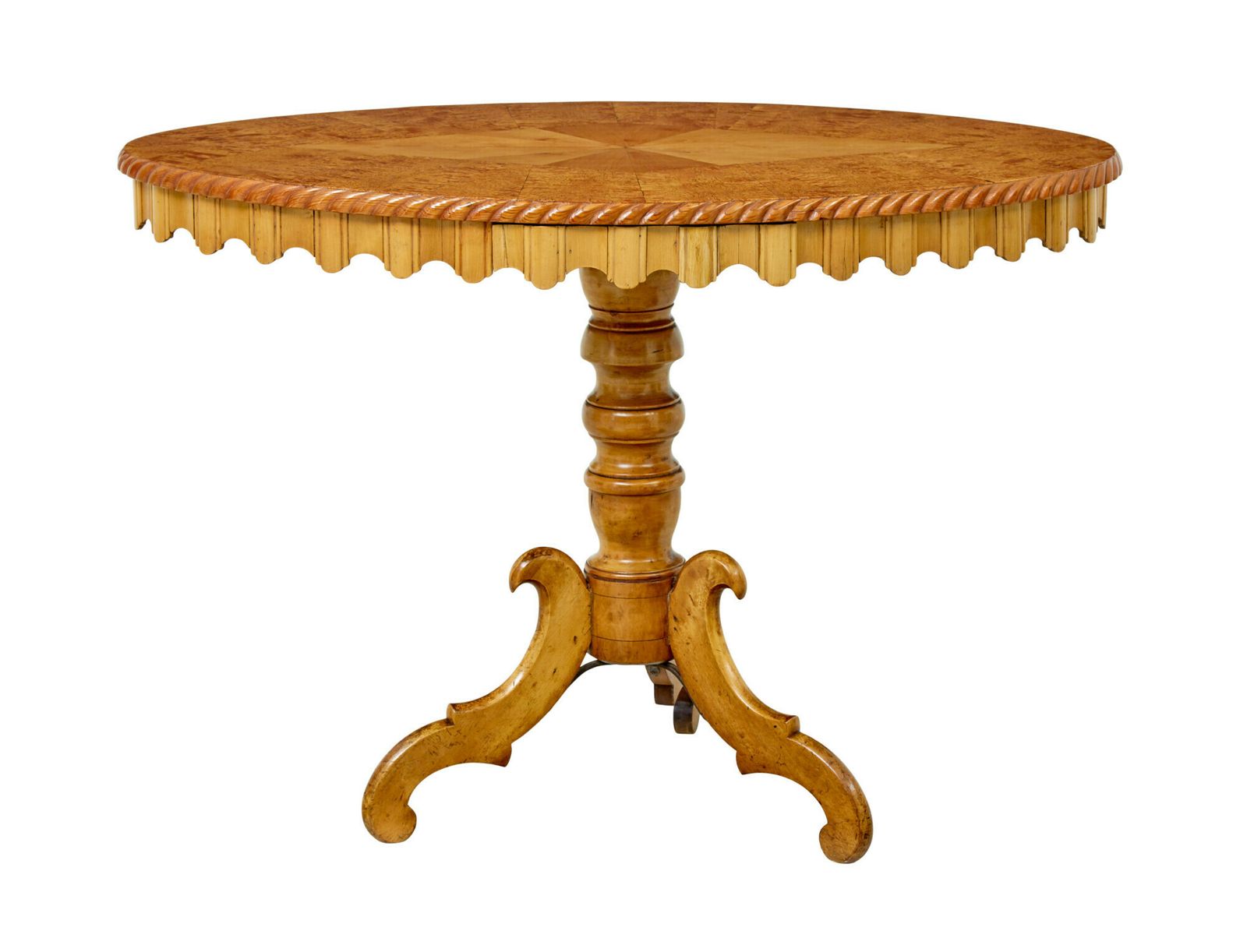 19th Century Inlaid Burr Birch Oval Occasional Table photo vinterior