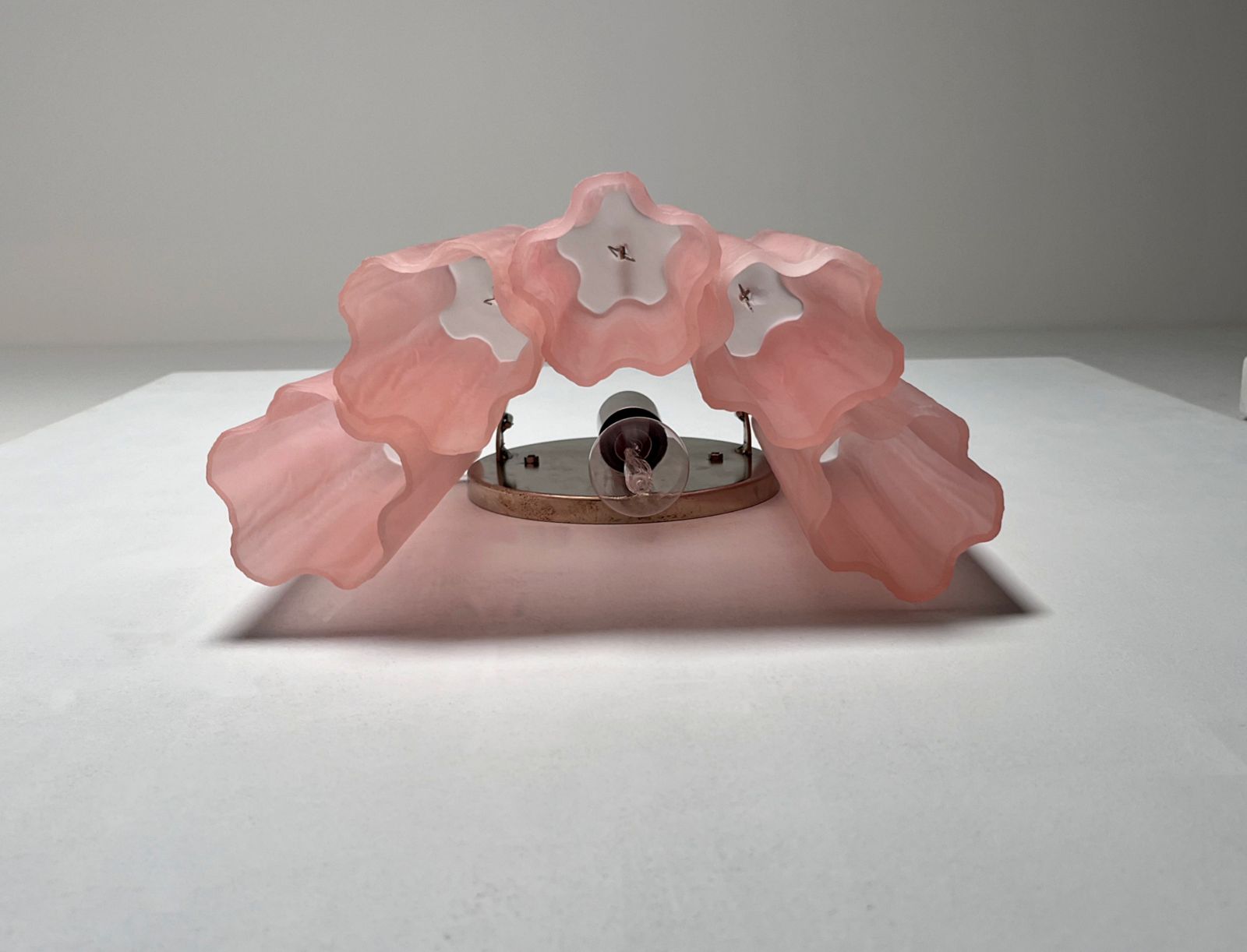 photo buy Fantastic Pair Of Murano Glass Tube Wall Sconces   5 Pink Etched Glass Tube