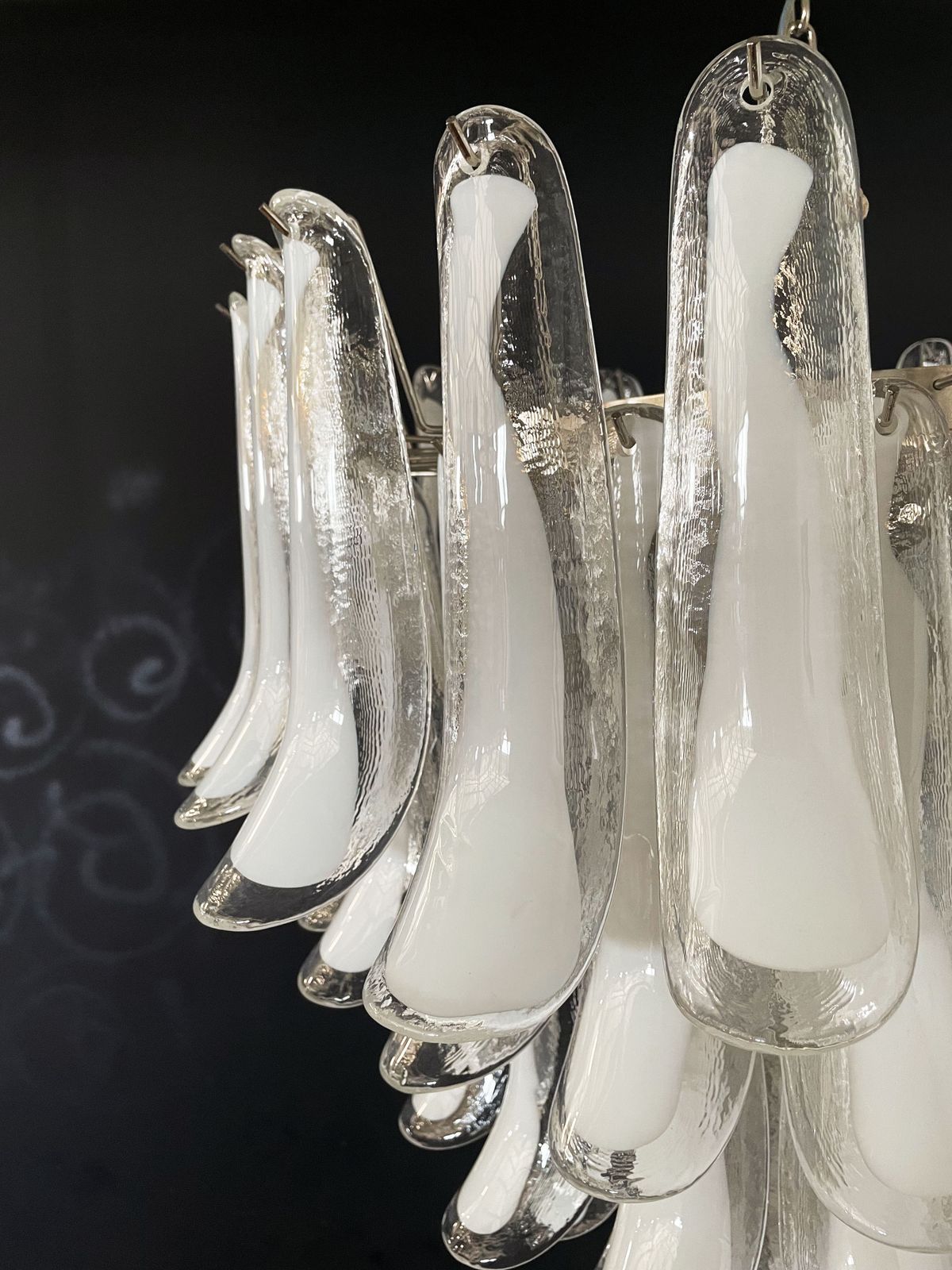 Italian Vintage Murano Chandelier In The Manner Of Mazzega   75 Glass Petals photo Lighting