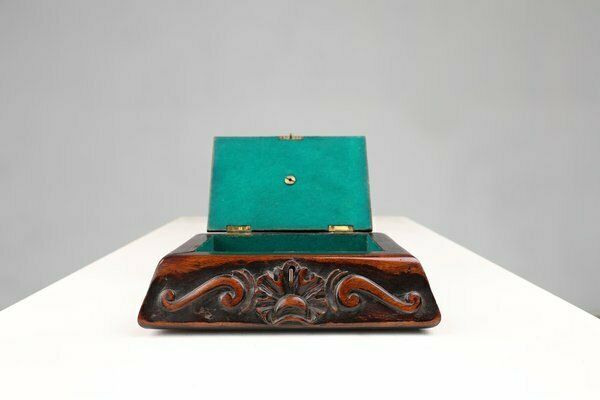 Art Deco French Sewing Box In Sculpted Wood, 1890s photo vinterior