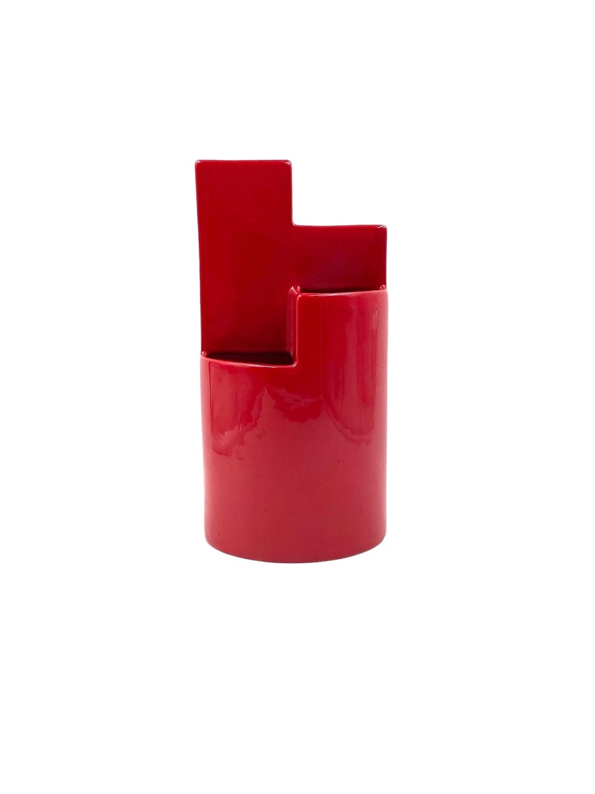 Franco Bettonica, Red Ceramic Vase Mod. Fb1, Gabbianelli Italy Ca. 1970 photo for sale