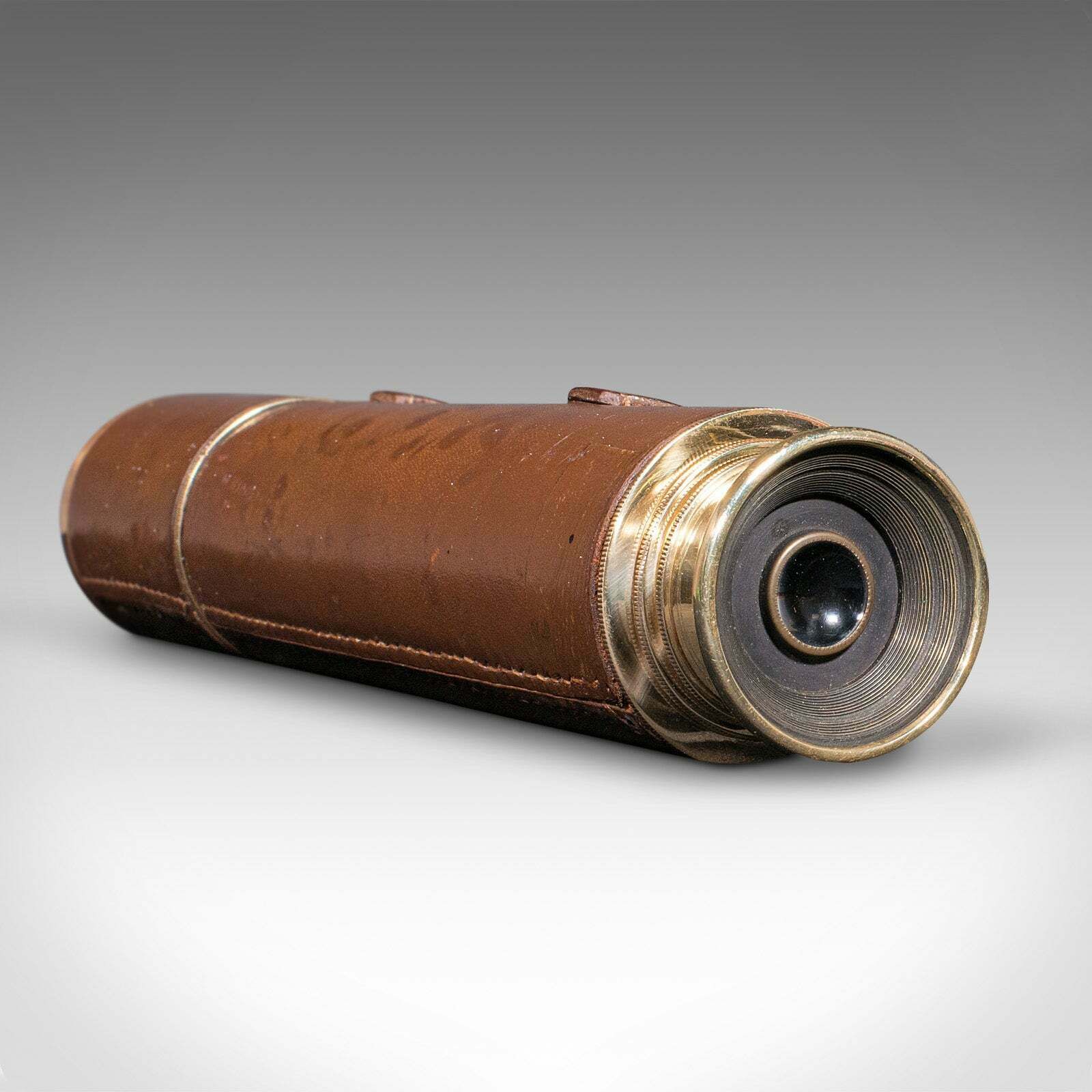 Antique 3 Draw Telescope, English, Leather, Broadhurst Clarkson & Co, Edwardian photo vinterior