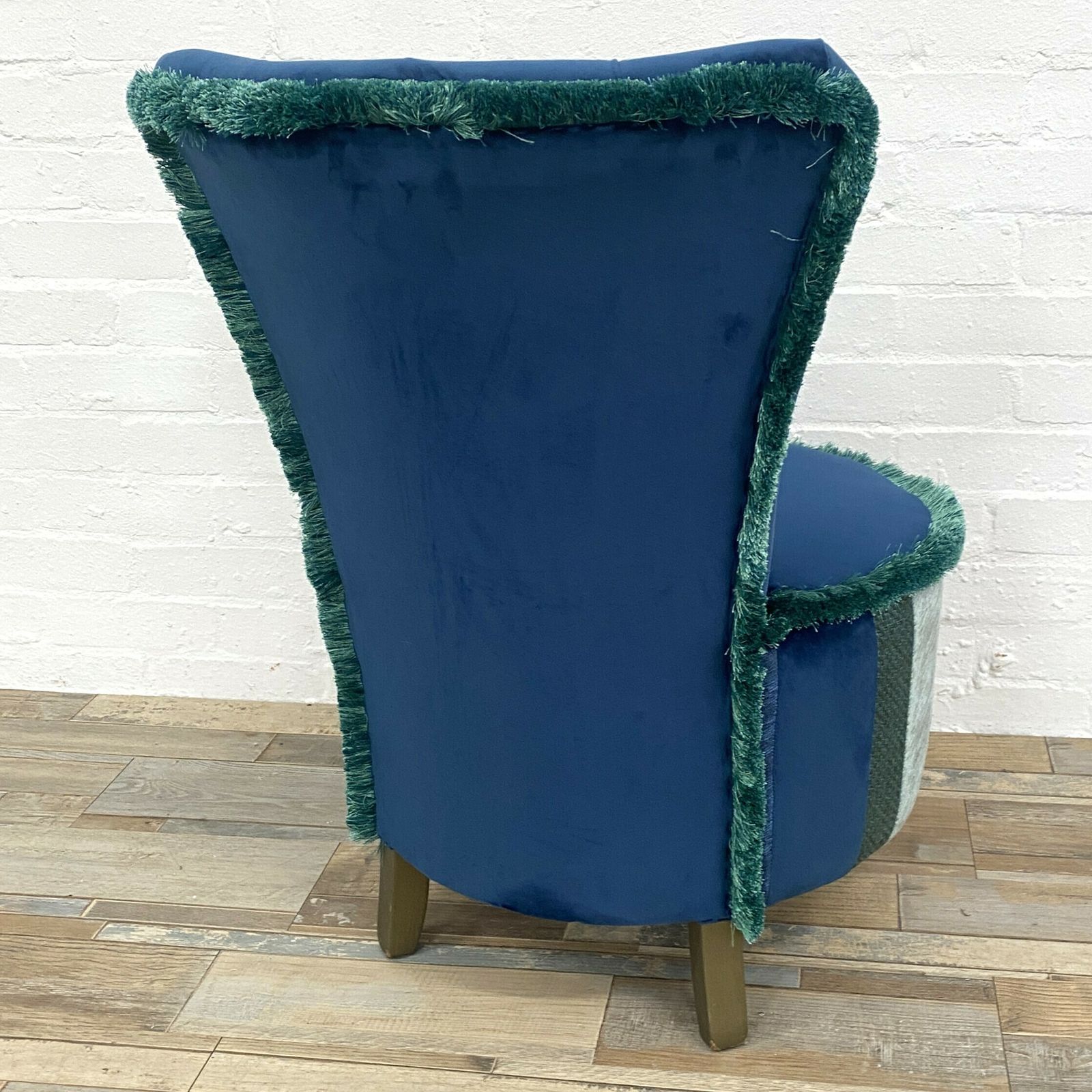 Mid Century Cocktail Chair In Blue & Green Velvets photo 470.0