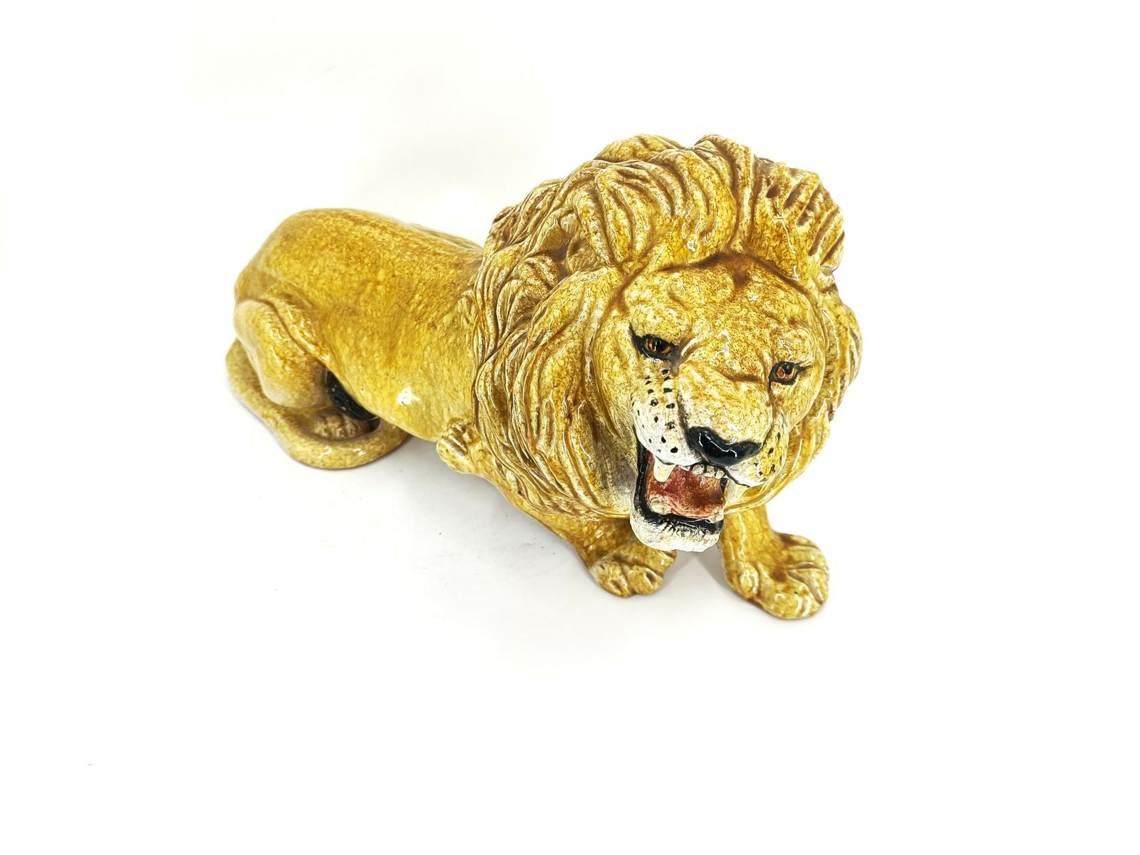 Italian Glazed Terracotta Lion Sculpture, 1960s photo for sale