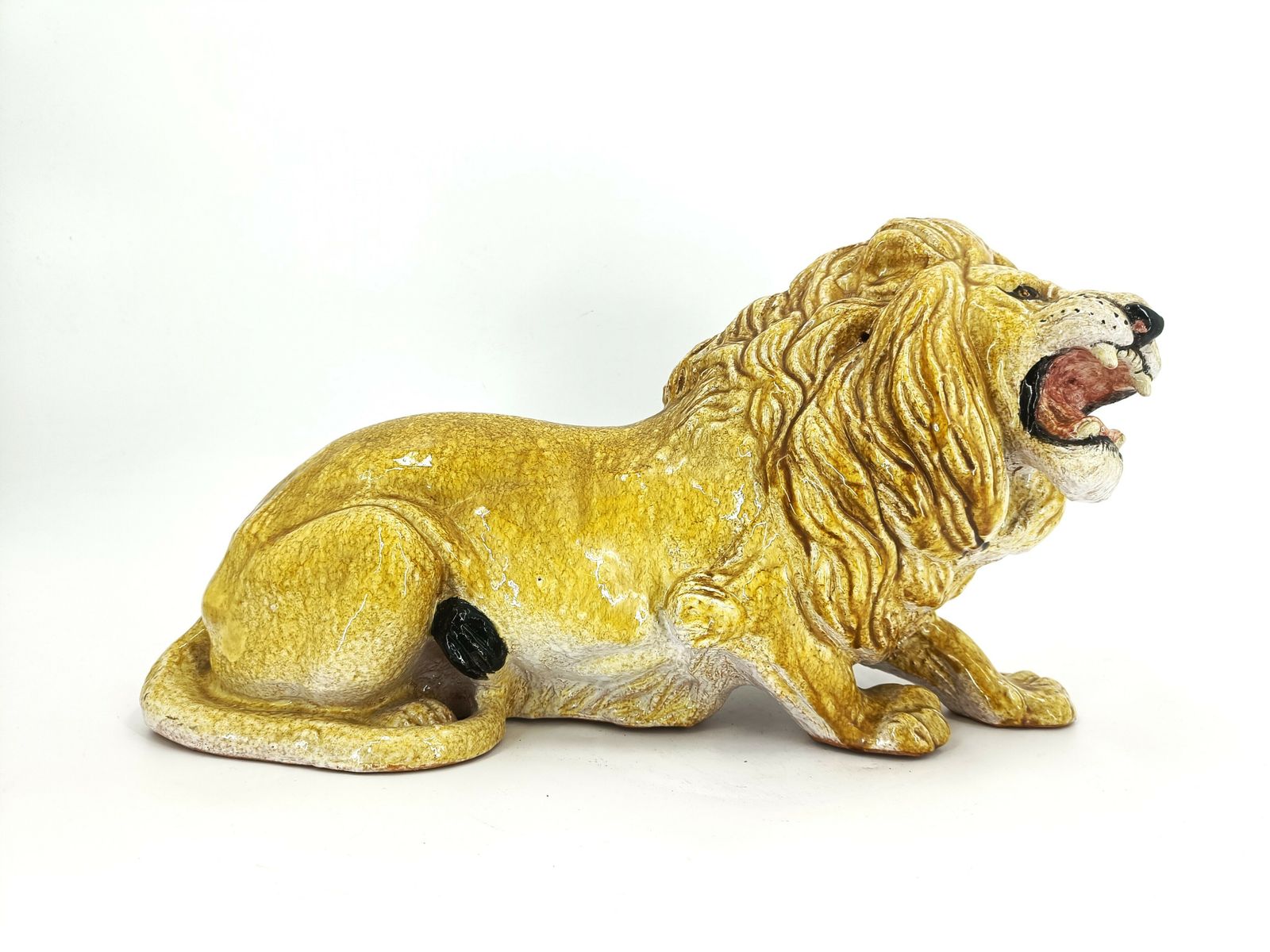Italian Glazed Terracotta Lion Sculpture, 1960s photo vinterior