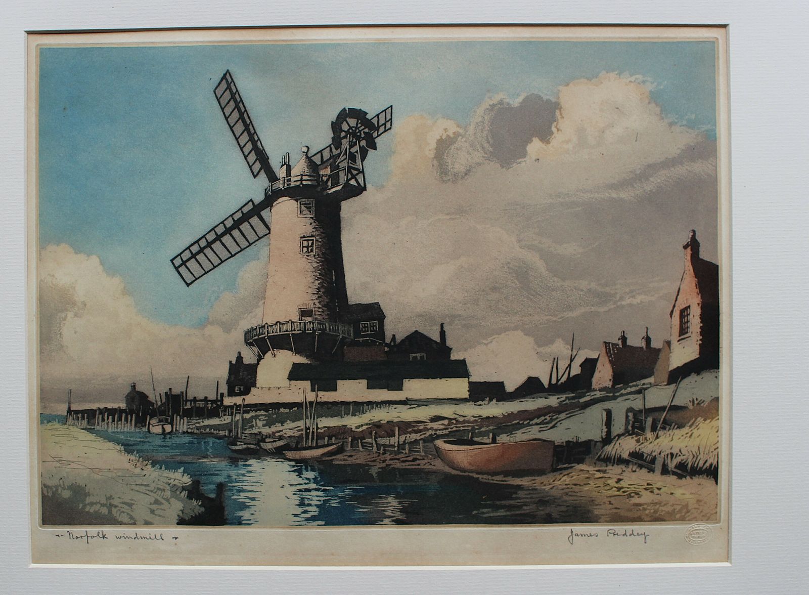 An Attractive Etching ~ Artist Proof Titled Norfolk Windmill By James Priddey photo furniture