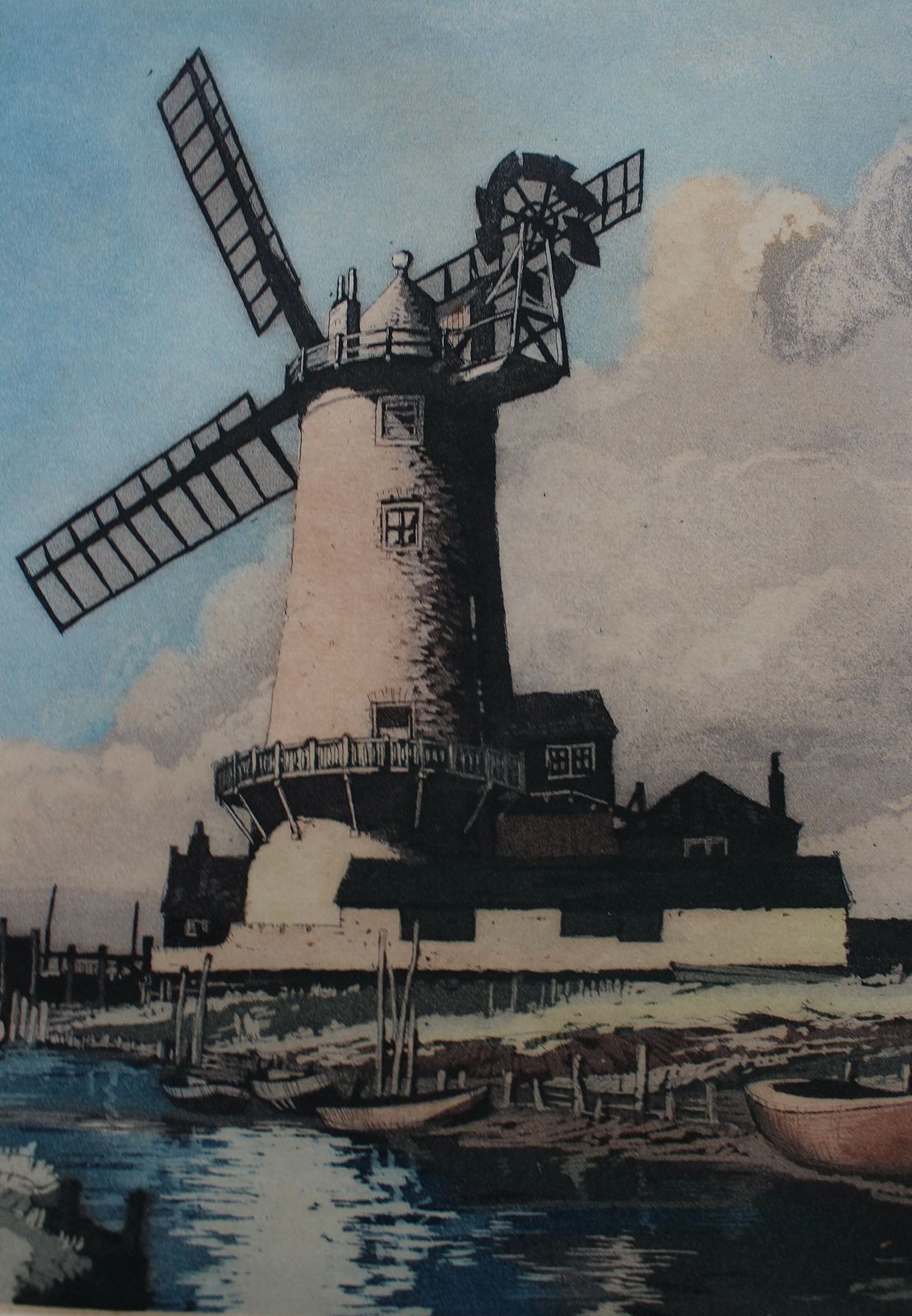 An Attractive Etching ~ Artist Proof Titled Norfolk Windmill By James Priddey photo 160.0