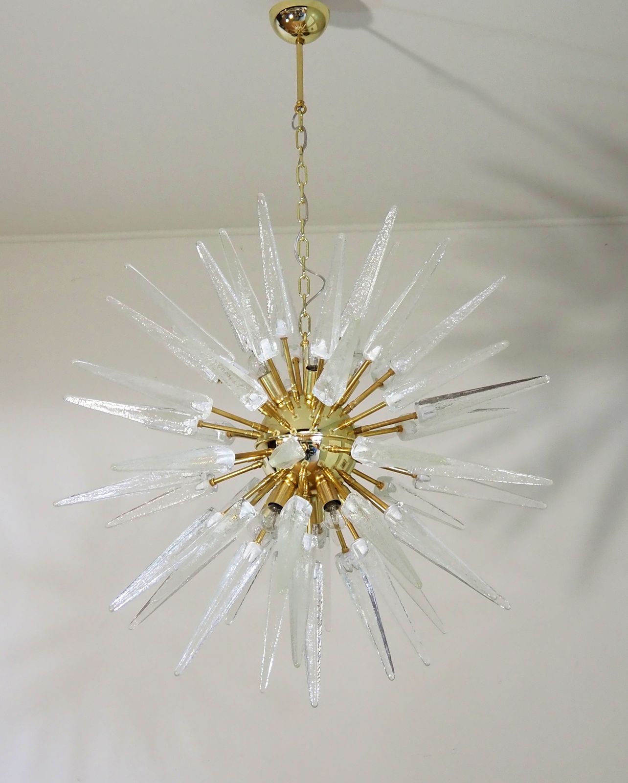 Exceptional Murano Trasparent Glass Sputnik Chandelier   51 Clear Glasses photo vintage