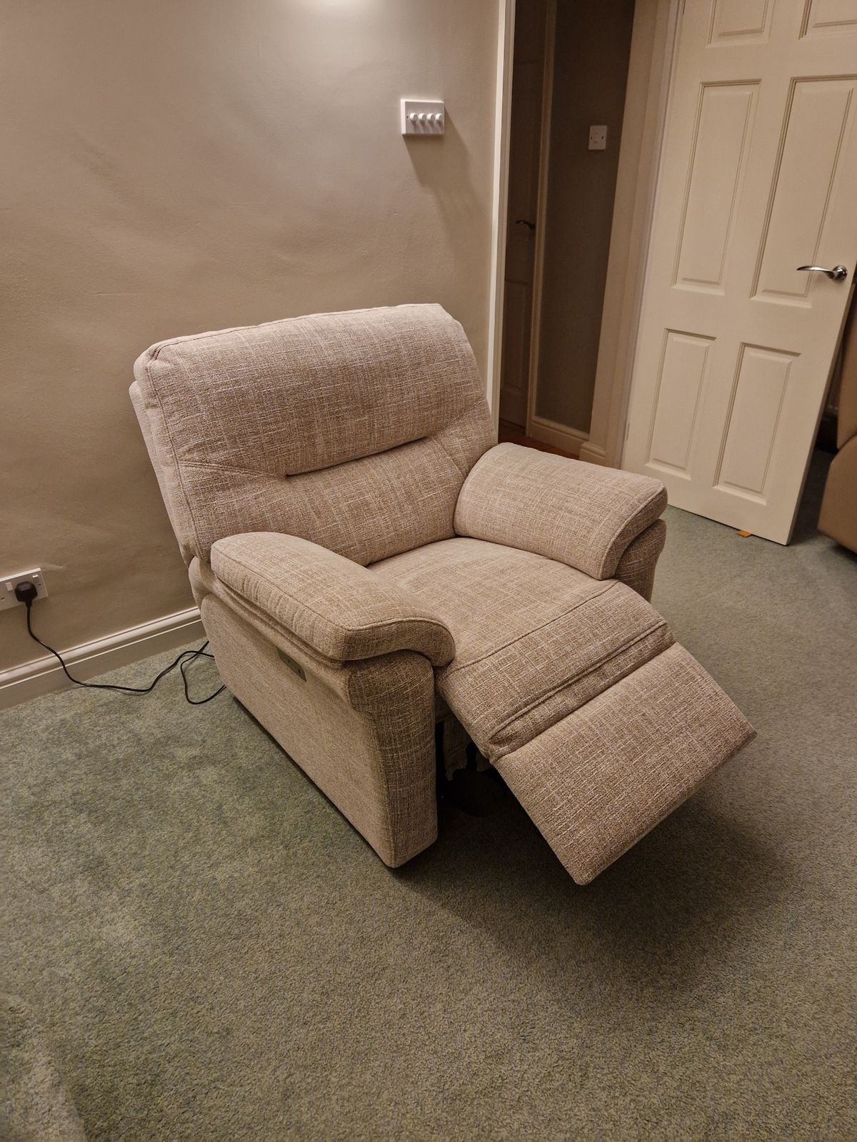 Seattle Power Recliner Chair In Beach Caramel photo furniture