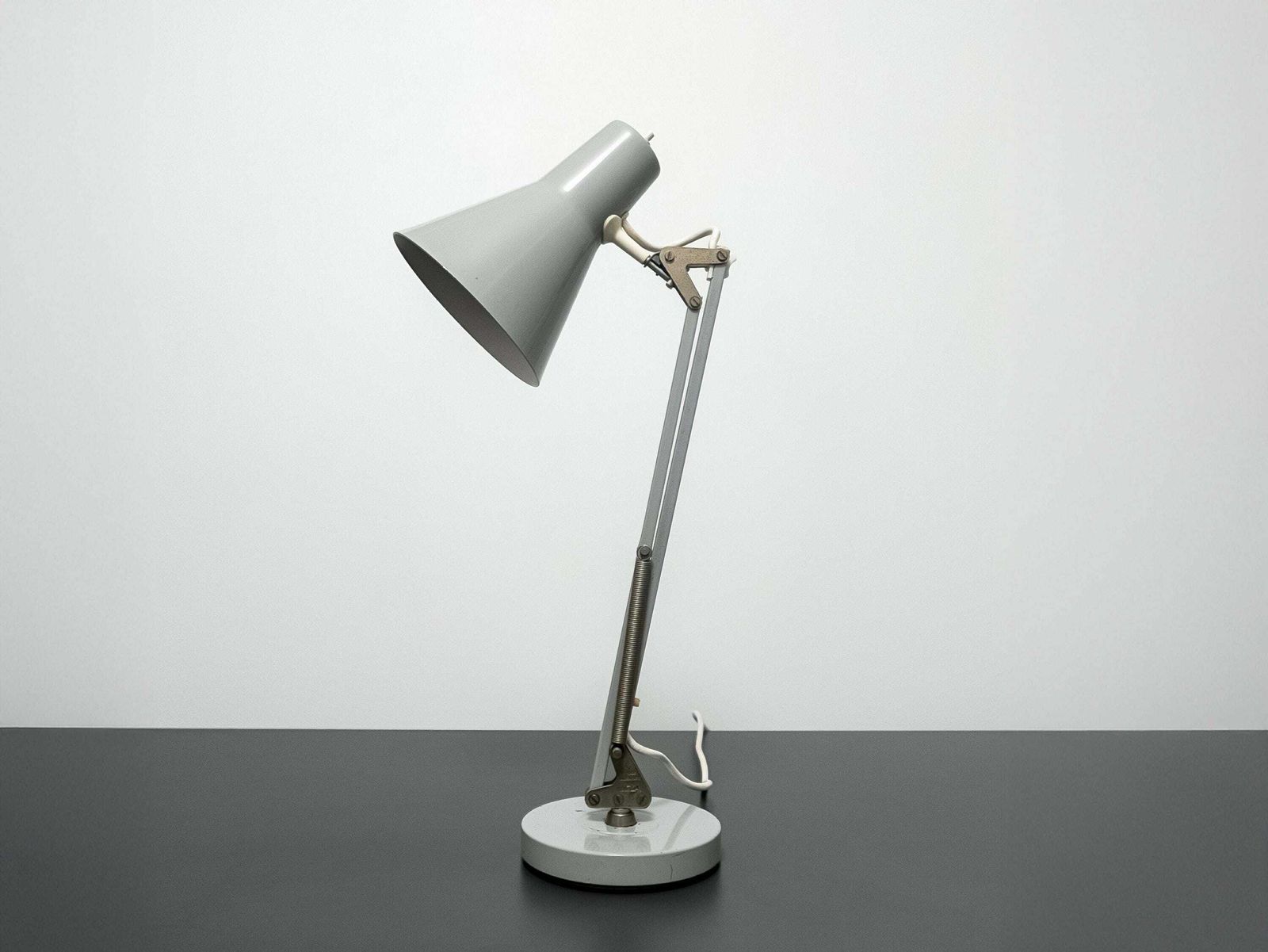 Light Grey Vintage Mid Century Angle Poise Desk / Office Lamp By Multiban, Made In Denmark, 1960's: Stylish Illumination For Home Decor photo furniture