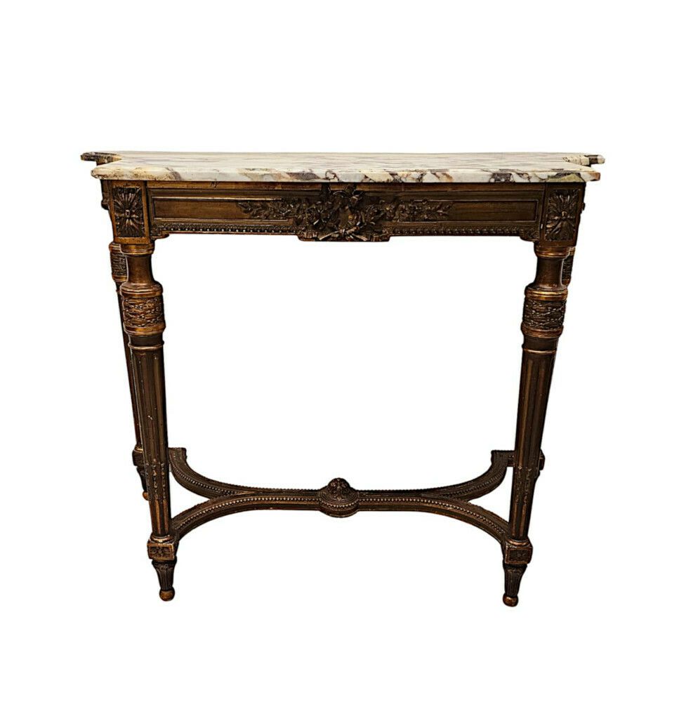 A Fabulous 19th Century Marble Top Giltwood Console Table photo furniture