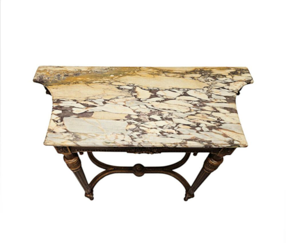 A Fabulous 19th Century Marble Top Giltwood Console Table photo for sale
