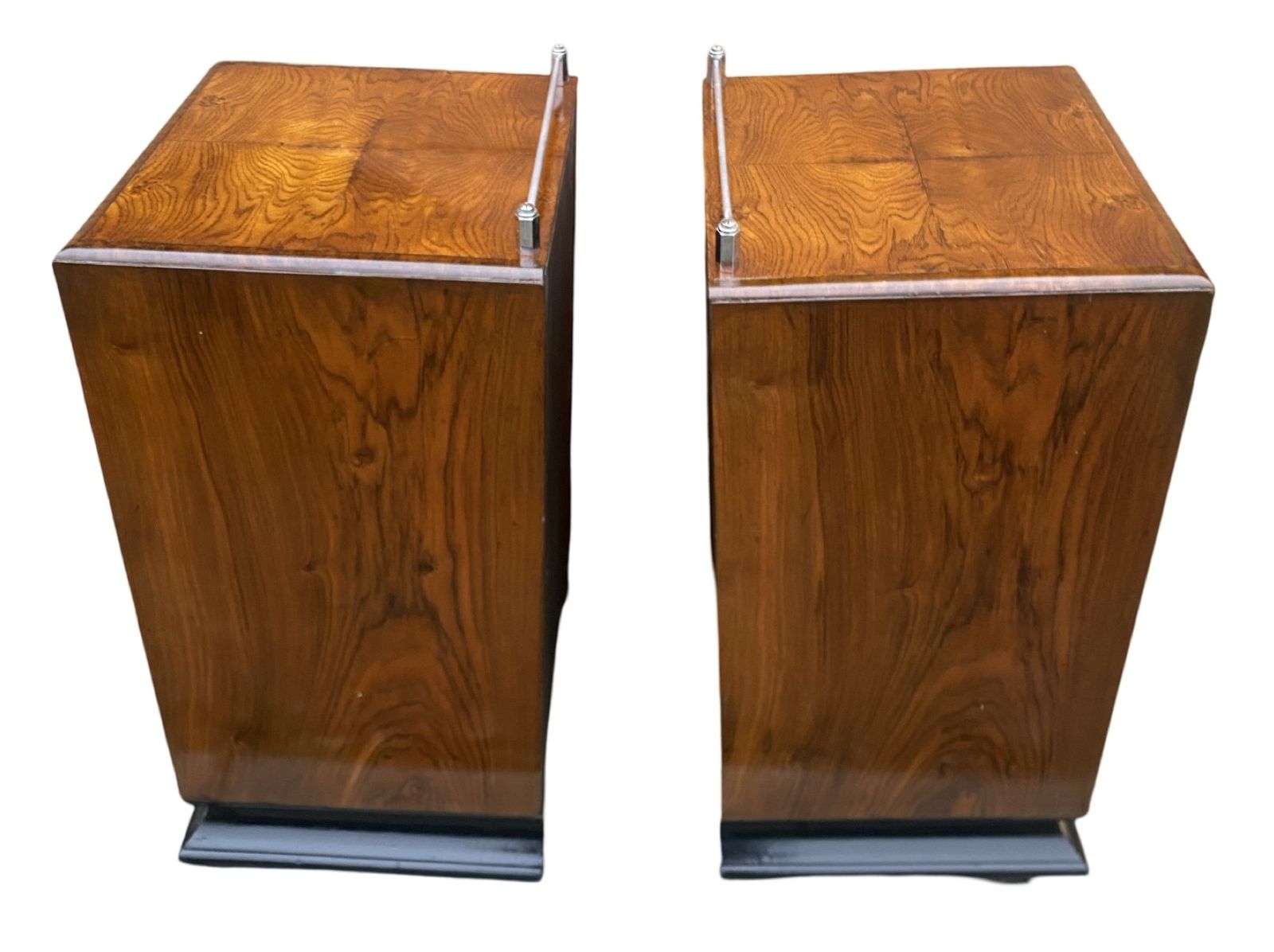 Pair Of Matching Figured Walnut Bedside Cabinets photo vintage