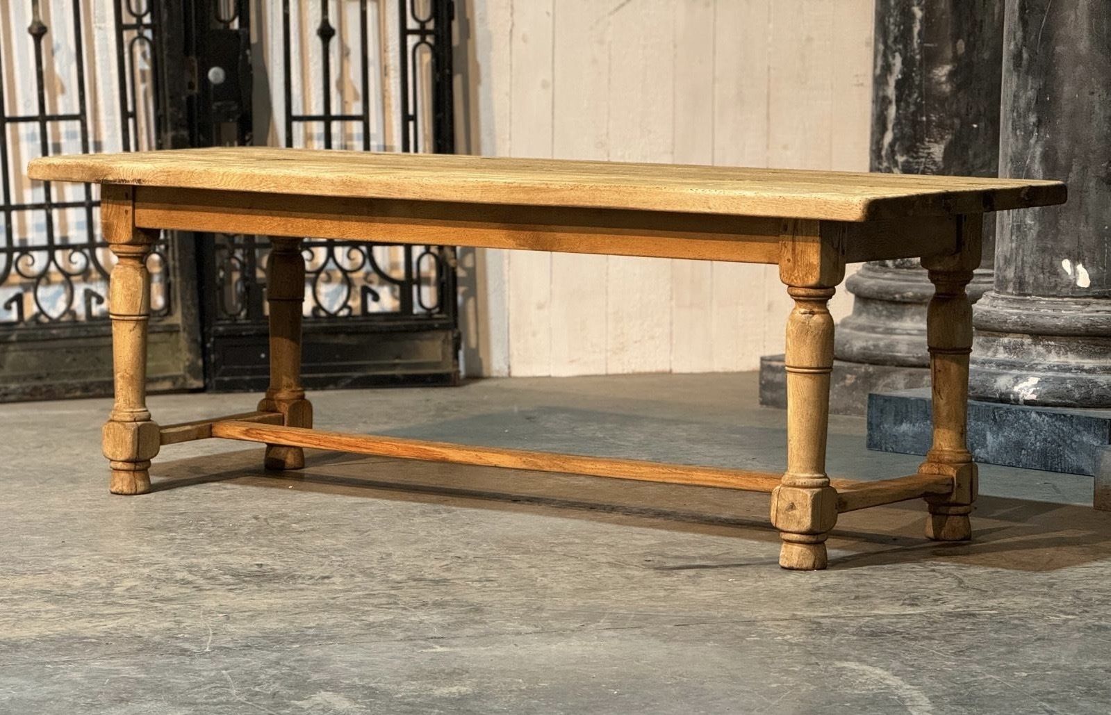 Characterful Bleached Oak Farmhouse Dining Table photo vinterior