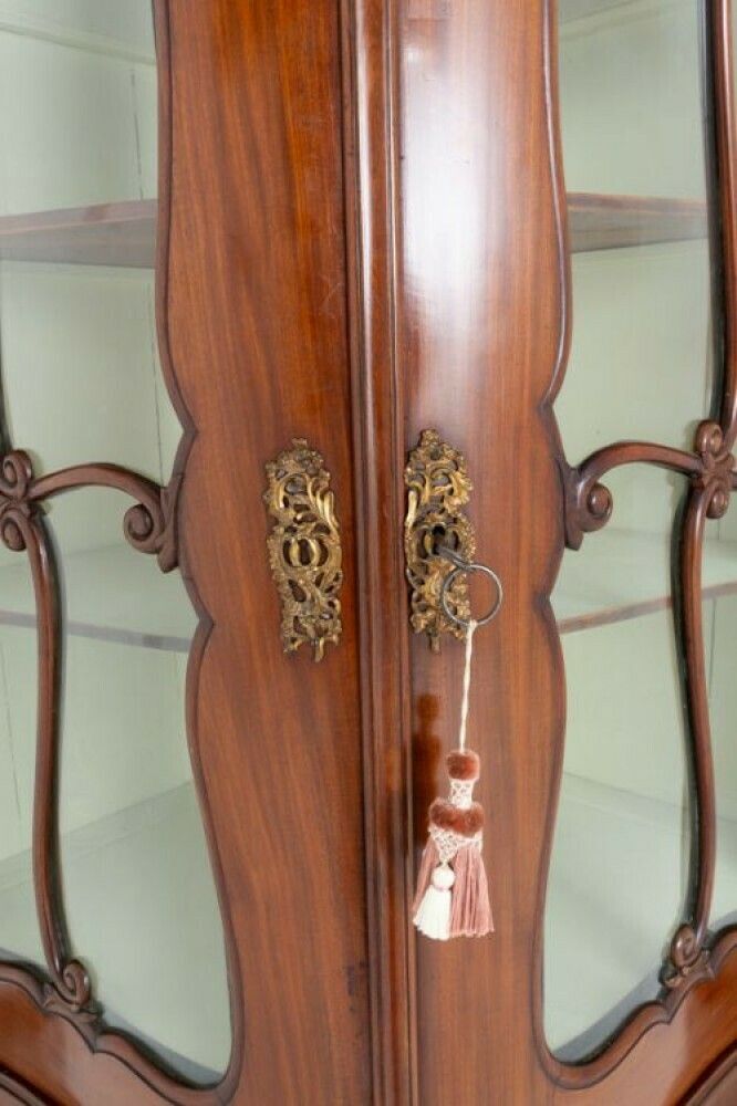 Antique French Corner Cabinet Mahogany Vitrine 1860 photo 2850.0