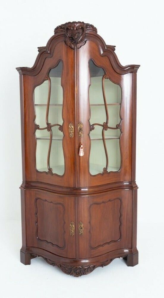 2850.0 Antique French Corner Cabinet Mahogany Vitrine 1860 photo