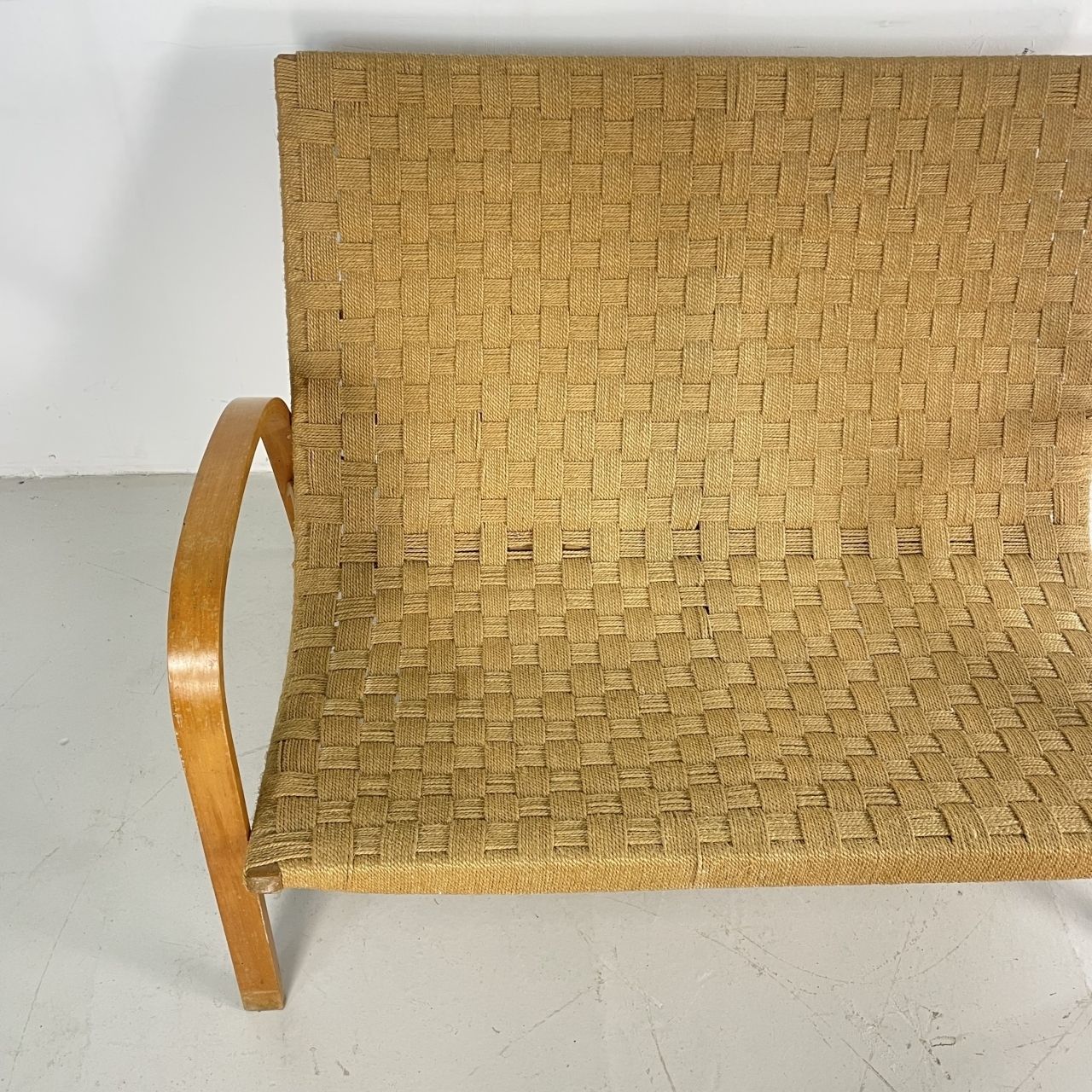 Mid Century Italian Wood And Chord Lounge Bench / Sofa photo Furniture